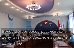 Более 20 вопросов рассмотрели депутаты на очередном заседании Думы ПГО