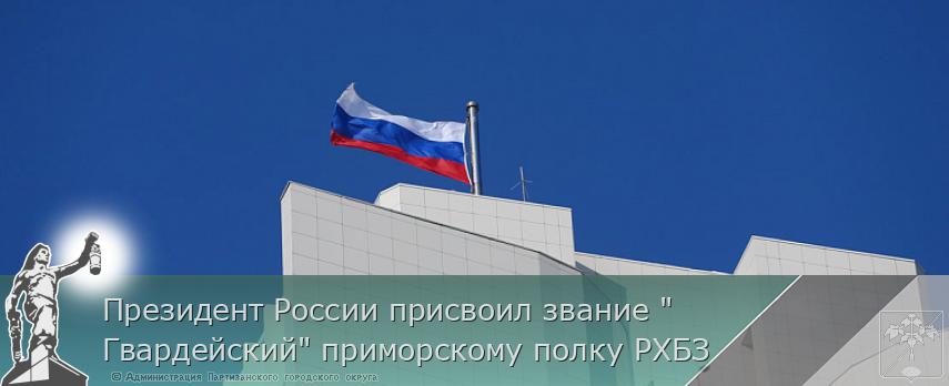 Президент России присвоил звание &quot;Гвардейский&quot; приморскому полку РХБЗ | Администрация муниципального округа город Партизанск Приморского края Официальный сайт