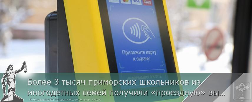 Более 3 тысяч приморских школьников из многодетных семей получили «проездную» выплату